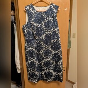 Boden Navy and Cream Patterned Midi Dress